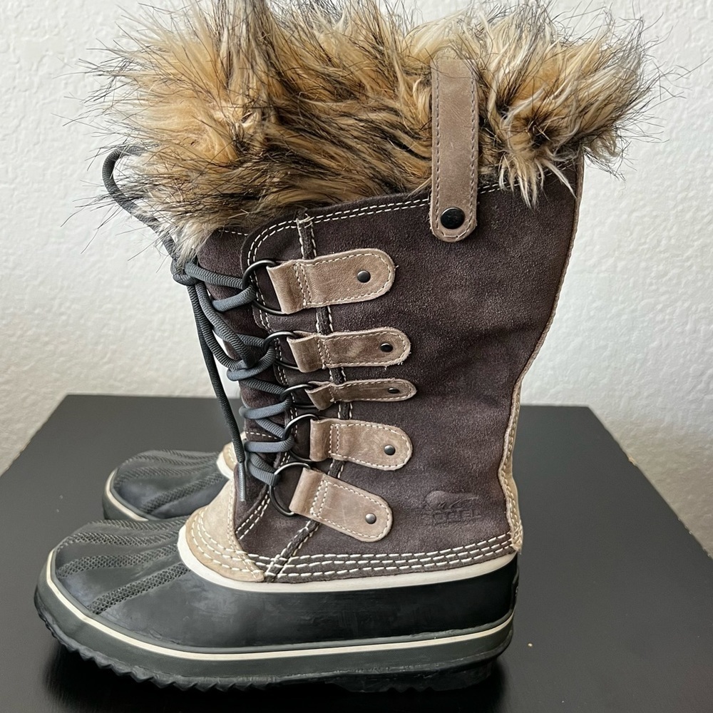 Sorel Joan of Arctic Suede Mid-Calf Brown Lace-Up Boots Size:8 🥾 - Picture 2 of 11